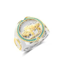 Buffalo Nickel Ringe für Männer, Indian Chief Ring, Viking Bull Ring, Amulett Ring, Retro Buffalo Totem Ringe, zu Ehren des American West Alloy Coin Ring, Tierschmuck Geschenk (17.3) von PikaLF