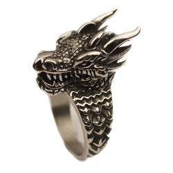 Drachenring für Männer, Vintage Drachenkopfring, Retro herrschsüchtige Drachenringe, Amulettring, Punk Tier Drachenschmuck für Männer Jungen (18.9) von PikaLF