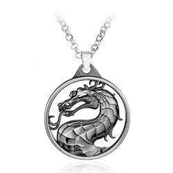 Dragon Halskette für Männer, Retro Dragon Totem Anhänger Halskette mit 19,7 "Kette, Gothic Dragon Amulett Halskette, Viking Dragon Signet Anhänger, Punk Animal Dragon Schmuck Geschenk (Silber) von PikaLF