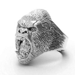 Gorilla Ring für Männer, Angry Orang-Utan Ring Big Monkey Ring, Hip Hop Biker Herrenmode Domineering Punk Ring, Vintage Tierring Schmuck Geschenk für Männer Jungen (18.1) von PikaLF