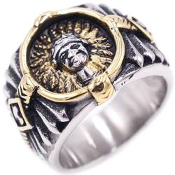 Indian Chief Ring für Männer, Indianerringe, Viking Buffalo Ring, Spirit Of The Warrior Ring, Indian Headdress Ring, Amulettring, Tribal Alloy Ring Schmuck Geschenk für Männer Jungen (19.8) von PikaLF