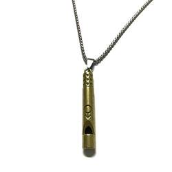 PikaLF Emergency Survival Whistle Anhänger Halskette für Männer Frauen, Titan Steel Laute Coach Whistle Halskette, tragbare Schlüsselbundpfeife für Lebensrettung,Camping und Haustiertraining (Bronze) von PikaLF