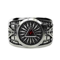 PikaLF Freimaurer Ring für Männer, Kristalldreieck Freimaurer Ring, Freimaurer Symbol Freimaurer Ringe, Hip Hop Biker Ring, Religiöser Amulett Ring, Punk Freimaurer Schmuck (21.4, Silber) von PikaLF