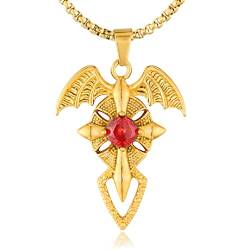 PikaLF Kreuzflügel Halskette für Männer, nordische Wikingerflügel Schwert Kreuz Anhänger Halskette mit 23,6" Kette, Hip Hop Kreuz Schwert Totem Amulett Halskette, Punk Cross Wing Schmuck (Gold) von PikaLF