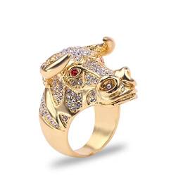 PikaLF Stierkopfring aus Zirkonia für Männer, Stierschädelring mit roten Augen, Hornring mit Stierkopf aus Kristall, Biker-Ring mit Stierstamm, Amulettring mit Sternbild Stier (20.6, Gold) von PikaLF