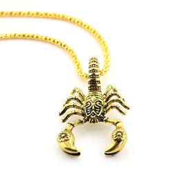 Scorpion Anhänger Halskette für Männer, Gothic Scorpion King Halskette mit 23,6 "Kette, Punk Rock Scorpion Amulett Halskette, Skorpion Halskette, Constellation Schmuck Geschenk (Gold) von PikaLF