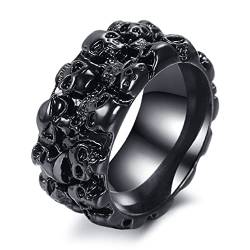 Totenkopf Ring für Männer, Gothic Dämon Schädel Kopf Ring, Totenschädel Skelett Ring, Punk Rock Totenkopf Totem Ring, Hip Hop Halloween Schädel Biker Ring, Wikinger Schädel Schmuck (18.9) von PikaLF