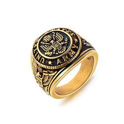 US-Militärarmeering für Männer, Adlermedaillenringe, Vintage Hawk Eagle Ring, USA Fliegender amerikanischer Weißkopfseeadlerring, Vintage-Schmuckgeschenk für Veteranen Männer Jungen (18.9, Gold) von PikaLF