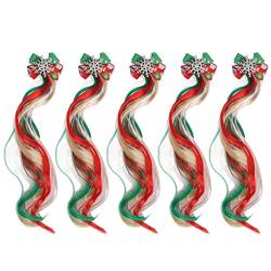 5 Stück Weihnachts-Haarverlängerungsclips, Farbige Haarteil-Verlängerungsclips Für Festliche Party-Haar-Highlights(Schneeflockenkarte) von Pilipane