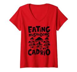 Damen Lustig Pilzsammler Pilzjäger - Pilzsucher Pilzesammeln Pilze T-Shirt mit V-Ausschnitt von Pilzsammler Geschenke & Ideen