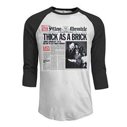 Pimkly Herren Tee T-Shirt, Men's Jethro Tull Thick As A Brick 3/4 Sleeve Raglan Baseball Tshirt Black von Pimkly