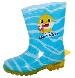 Pinkfong Baby Shark Gummistiefel Mädchen Gummistiefel Jungen Charakter Regenschuhe Kinder Leuchtende Schneestiefel, blau, 28 EU von Pinkfong