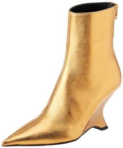 Pinko Damen Albeniz Stiefel aus Leder Stiefelette, Zzl Gold, 36 EU von Pinko