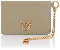 Pinko Damen Cardholder Chain Kalb Seide Reisezubehör-Brieftasche, I68q_Noce-Antique Gold von Pinko