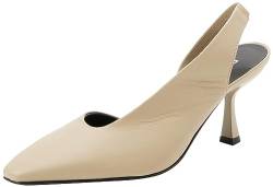 Pinko Damen Colette Slingback Nappa Sandale mit Absatz, D18 Beige Sand, 39 EU Weit von Pinko