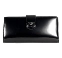 Pinko Damen Horizontal Wallet Gebürstetes Leder glänzend Reisezubehör-Brieftasche, Z99b_Schwarz Limousine Block Color von Pinko