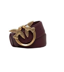 Pinko Damen Love Berry H4 Belt Kalbs-Set Gürtel, Ww5q_Johannisbeere Intenso-Antique Gold, S von Pinko