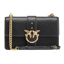 Pinko Damen Love One Classic Cl Kalb Se Tasche, Z99q Schwarz-Antik-Gold von Pinko