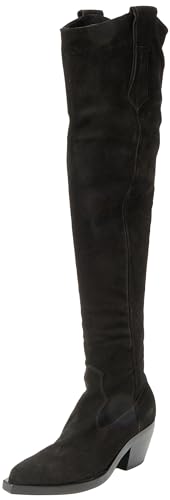 Pinko Damen Strauss Texano Cuissard Suede Westernstiefel, Z99 Schwarz Limousine, 36 EU von Pinko