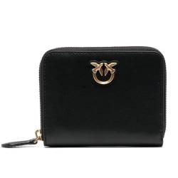 Pinko Damen Taylor Zip Around Seidenkalbsleder Reisezubehör-Brieftasche, Z99q_schwarz-Antique Gold von Pinko
