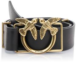 Pinko Damen Umari H4 Belt Leder Gürtel, Z99q_schwarz-Antique Gold, XS von Pinko