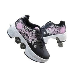 Rollschuhe Skateboard, 2 in 1 Multifunktionale Schuhe, Einklappbar Schuhe mit Rollen, Automatisch Einziehbare Skate Schuhe für Männer Frauen von Pinkskattings@
