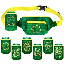 St. Patrick's Day Clover Gürteltasche mit 6 Getränkehaltern, Kleeblatt, Grün, Laufgürtel, Hüfttasche mit Getränkehalter für Erwachsene, Jugendliche, St. Patrick's Day,goldfarben, Einheitsgröße von Pinkunn