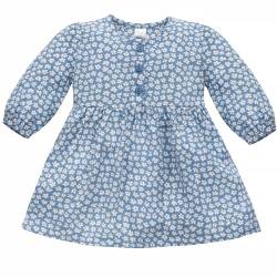 Pinokio Baby - Mädchen Jeans Buttoned Dress, Blue Flowers Lilian, 86 EU von Pinokio