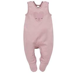 Pinokio Baby Sleepsuit Hello, 100% cotton pink with hearts, Girls Gr. 50-68 (62) von Pinokio