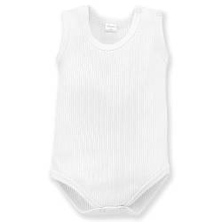 Pinokio Body ärmellos Lovely Day Geripptes, Weiss, Unisex 62-92 (68) von Pinokio