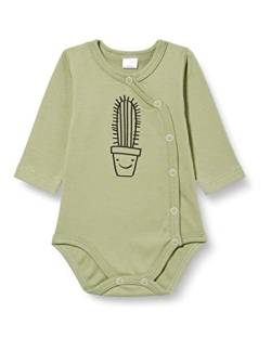 Pinokio Bodysuit Buttoned Long Sleeve Olivier, 100% Cotton, Olive with Cactus, Boys 62-92 (74) von Pinokio