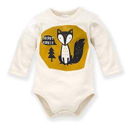 Pinokio Bodysuit Long Sleeve Secret Forest, 100% Cotton, Ecru with Fox, Boys 62-92 (92) von Pinokio