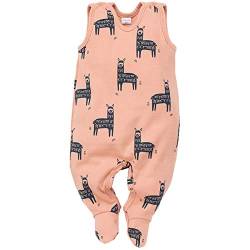 Pinokio - Happy Llama - Baby Strampler (Schlafanzug/Einteiler) 100% Baumwolle - ärmellos Orange/Apricot - Lama Motiv - Kinder Mädchen Jungen (56) von Pinokio