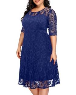 Plus Size Kleider Hochzeit Gast Semi Formal Lace Cocktail Abschluss Party Sommer Midi A Linie Kleid, Königsblau, 52 Mehr von Pinup Fashion