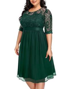 Plus Size Sweetheart-Ausschnitt Spitze Chiffon Hochzeit Gäste Kurz Formal Cocktail Midi Damen Kleid, Grün , 52 Mehr von Pinup Fashion