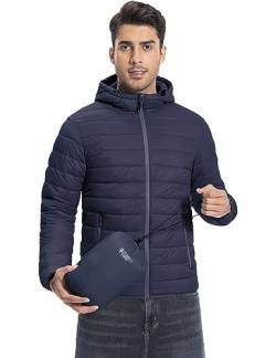 Herren Leichte Steppjacke Daunenjacken-Optik Übergangsjacke Outdoor Winterjacke mit 6 Taschen Dunkelblau L von Pioneer Camp