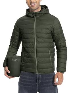 Herren Leichte Steppjacke Daunenjacken-Optik Übergangsjacke Outdoor Winterjacke mit 6 Taschen Grün M von Pioneer Camp