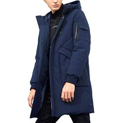 Herren Winterjacke Warm Lang Warme Atmungsaktiv Jacken Outdoor Coat mit Kapuze Dunkelblau L von Pioneer Camp