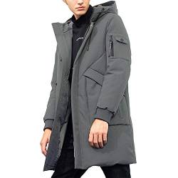 Herren Winterjacke Warm Lang Warme Atmungsaktiv Jacken Outdoor Coat mit Kapuze Grau 3XL von Pioneer Camp