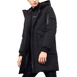 Herren Winterjacke Warm Lang Warme Atmungsaktiv Jacken Outdoor Coat mit Kapuze Schwarz XL von Pioneer Camp