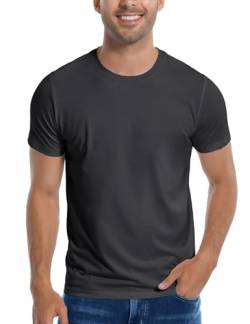 Pioneer Camp Herren Bambus-T-Shirt, ultraweich, weiß, einfarbig, T-Shirts für Herren, kühlender Rundhalsausschnitt, lässiges Basic-T-Shirt, A-dark grey, XL von Pioneer Camp