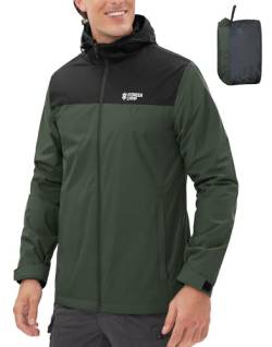 Pioneer Camp Herren Regenjacke Wasserdicht Atmungsaktiv Leichte Winddicht Windbreaker Outdoorjacke with Reißverschluss Taschen und Kapuze Army Green XL von Pioneer Camp