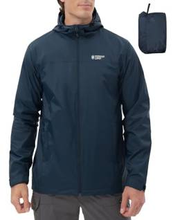 Pioneer Camp Herren Regenjacke Wasserdicht Atmungsaktiv Leichte Winddicht Windbreaker Outdoorjacke with Reißverschluss Taschen und Kapuze Dunkelblau M von Pioneer Camp