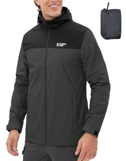 Pioneer Camp Herren Regenjacke Wasserdicht Atmungsaktiv Leichte Winddicht Windbreaker Outdoorjacke with Reißverschluss Taschen und Kapuze Grau XL von Pioneer Camp