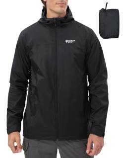 Pioneer Camp Herren Regenjacke Wasserdicht Atmungsaktiv Leichte Winddicht Windbreaker Outdoorjacke with Reißverschluss Taschen und Kapuze Schwarz L von Pioneer Camp