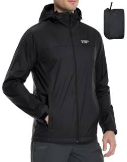 Pioneer Camp Herren Regenjacke Wasserdicht Atmungsaktiv Leichte Winddicht Windbreaker Outdoorjacke with Reißverschluss Taschen und Kapuze Schwarz S von Pioneer Camp