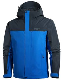 Pioneer Camp Herren Regenjacke Wasserdicht Atmungsaktiv Outdoor Jacke Mit Kapuze 4 Taschen Blau XXL von Pioneer Camp