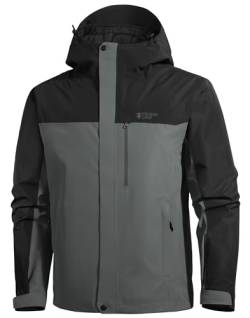 Pioneer Camp Herren Regenjacke Wasserdicht Atmungsaktiv Outdoor Jacke Mit Kapuze 4 Taschen Dunkelgrau L von Pioneer Camp