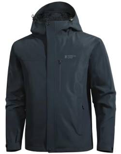 Pioneer Camp Herren Regenjacke Wasserdicht Atmungsaktiv Outdoor Jacke Mit Kapuze 4 Taschen Marine L von Pioneer Camp