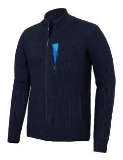 Pioneer Camp Herren Strickjacke Cardigan mit Reissverschluss Solid Warm Casual Stehkragen Strickjacke mit 3 TaschenMarine S von Pioneer Camp